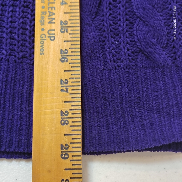 J. Jill Chenille Sweater Womens Small Purple Cable Knit Pullover Fisherman Style - Picture 7 of 9